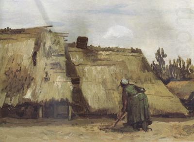 Vincent Van Gogh Cottage with Woman Digging (nn04) china oil painting image